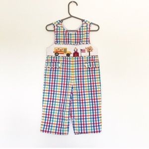 NWT Checkered Colorful Embroidered Bus Jumper